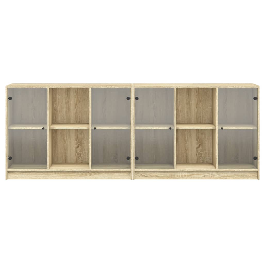Regal za knjige s vratima boja hrasta 204 x 37 x 75 cm drveni