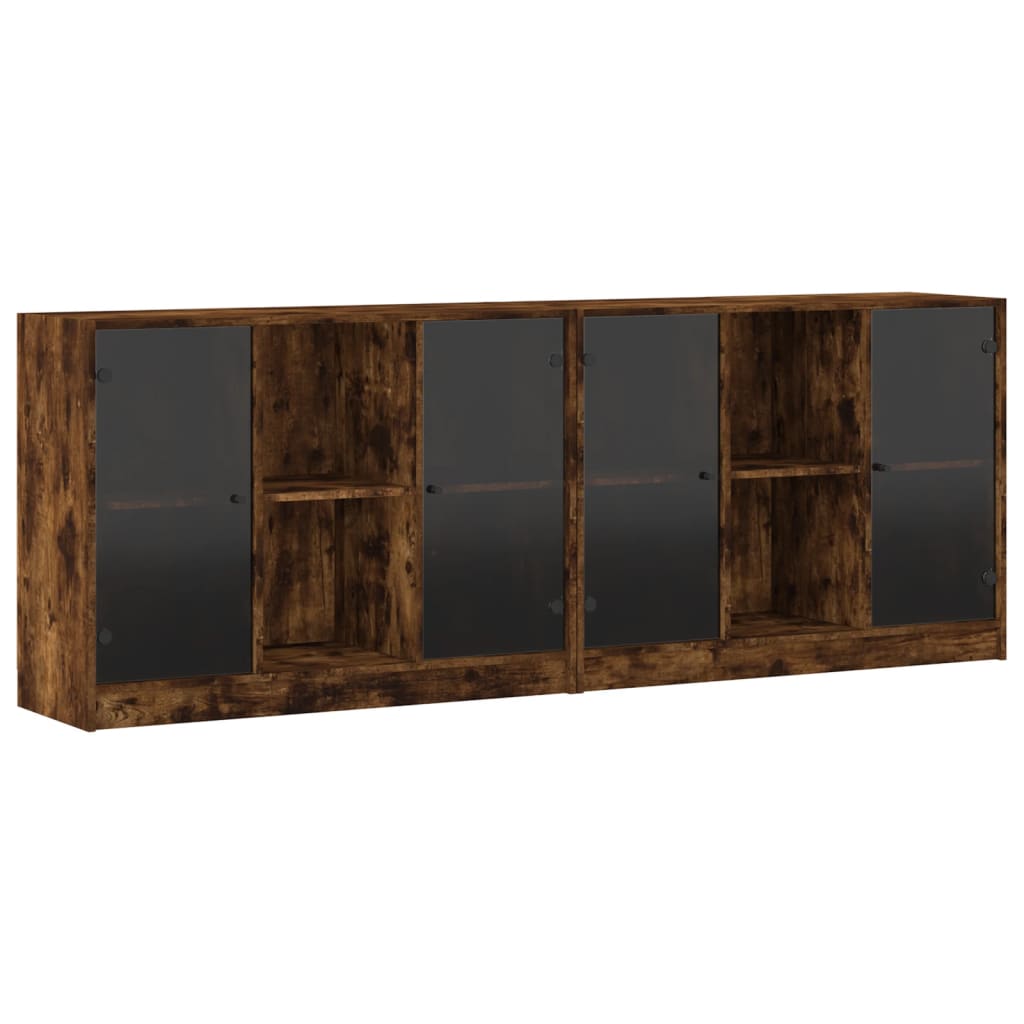 Regal za knjige s vratima boja hrasta 204 x 37 x 75 cm drveni