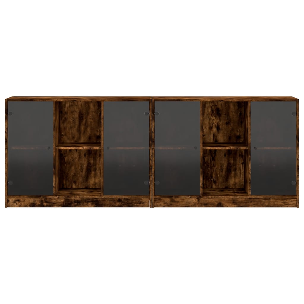 Regal za knjige s vratima boja hrasta 204 x 37 x 75 cm drveni