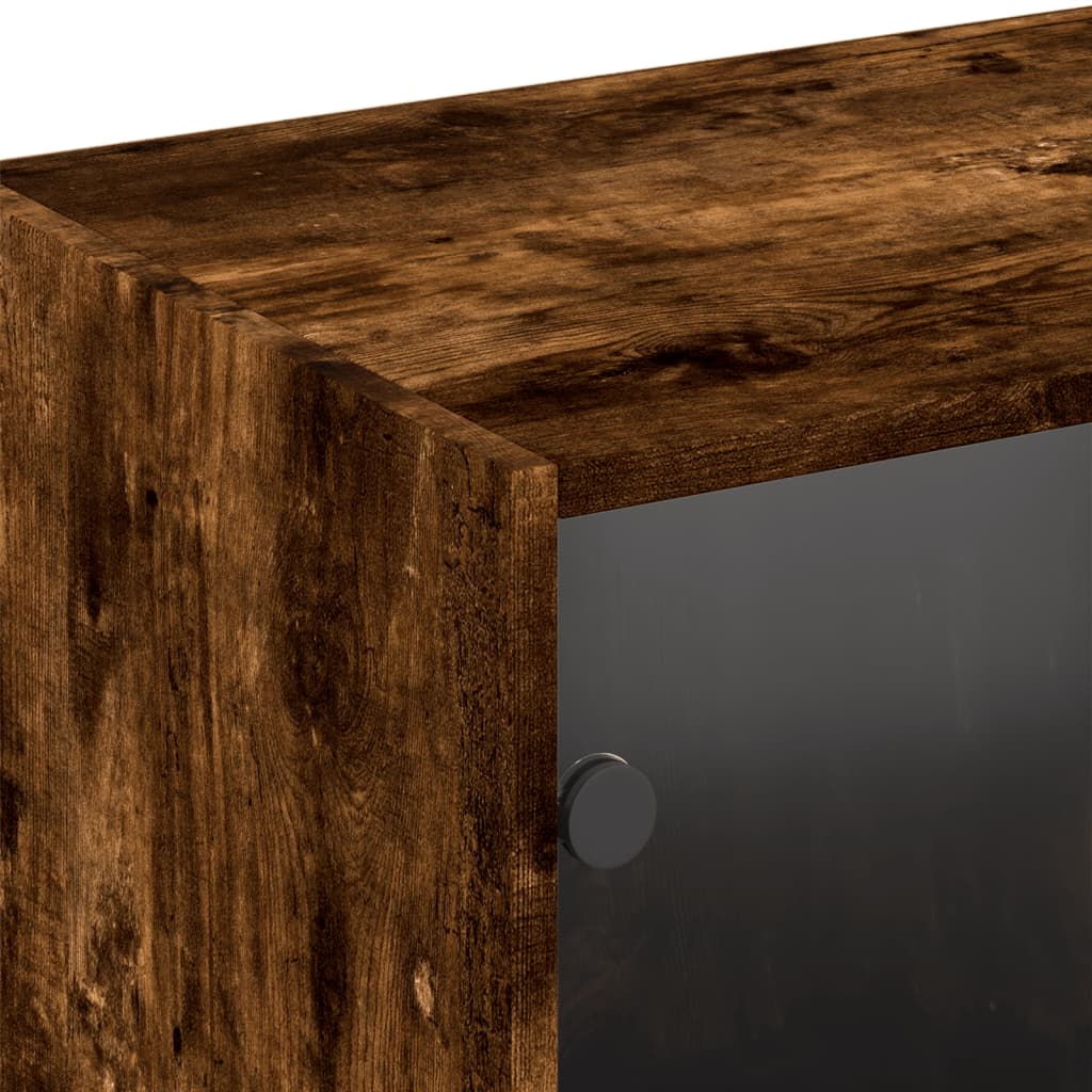 Regal za knjige s vratima boja hrasta 204 x 37 x 75 cm drveni