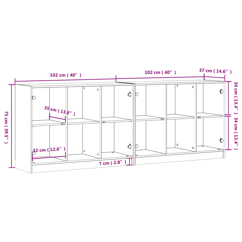Regal za knjige s vratima boja hrasta 204 x 37 x 75 cm drveni