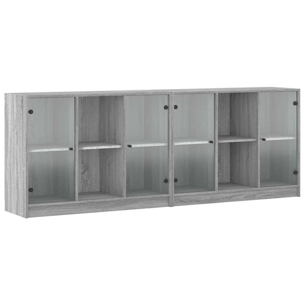 Regal za knjige s vratima siva boja hrasta 204x37x75 cm drveni