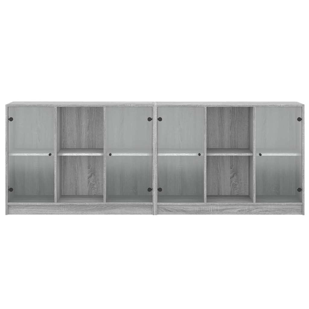 Regal za knjige s vratima siva boja hrasta 204x37x75 cm drveni
