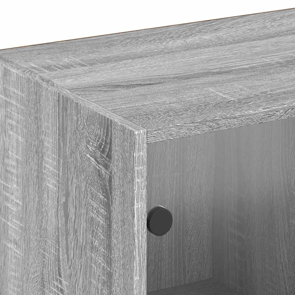 Regal za knjige s vratima siva boja hrasta 204x37x75 cm drveni
