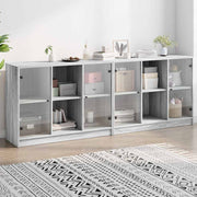 Regal za knjige s vratima siva boja hrasta 204x37x75 cm drveni