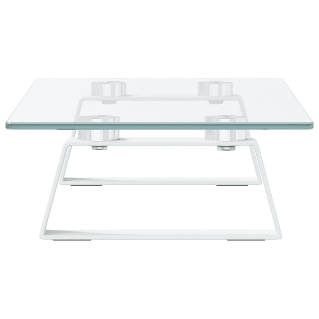 Stalak za monitor bijeli 40 x 20 x 8 cm kaljeno staklo i metal