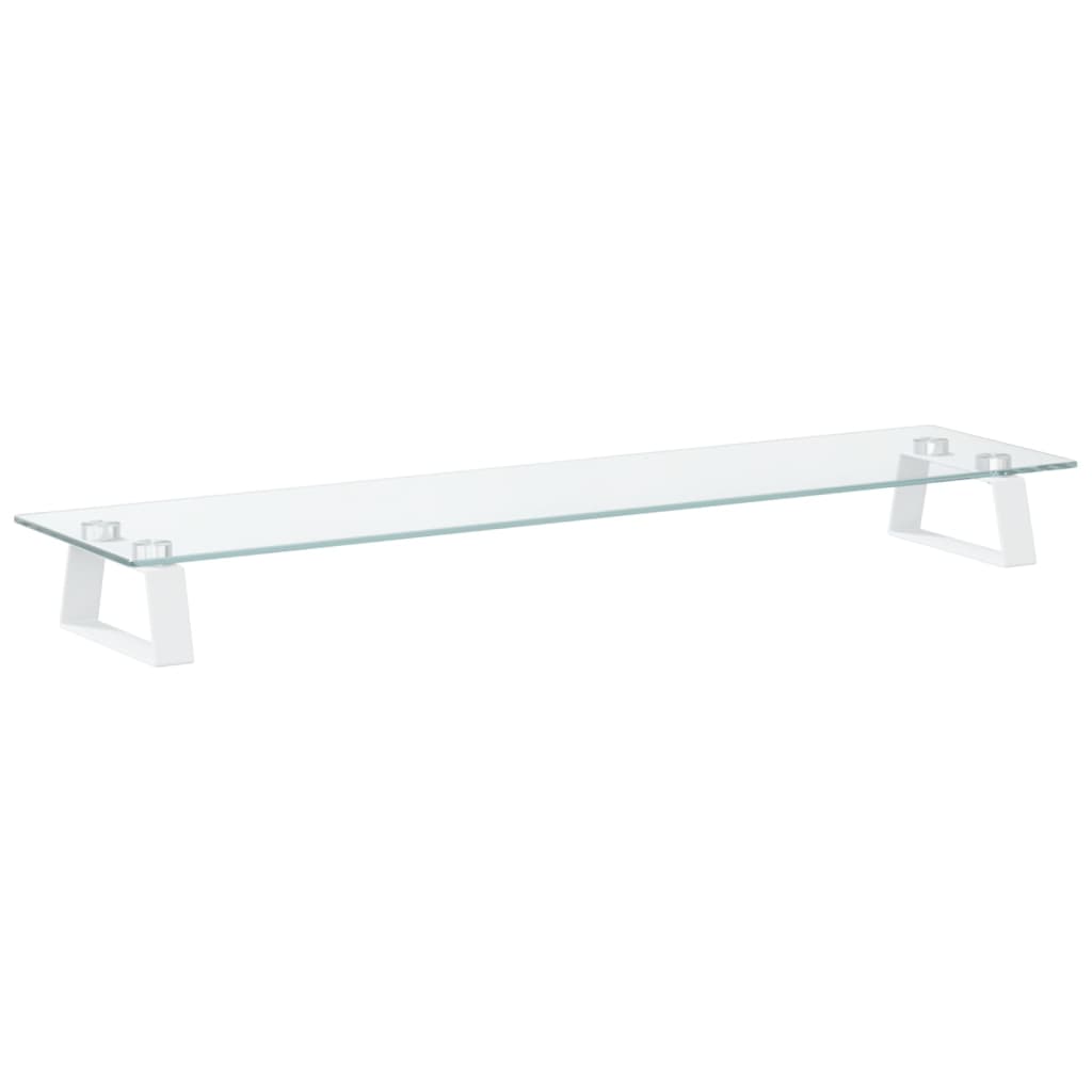 Stalak za monitor bijeli 80x20x8 cm kaljeno staklo i metal