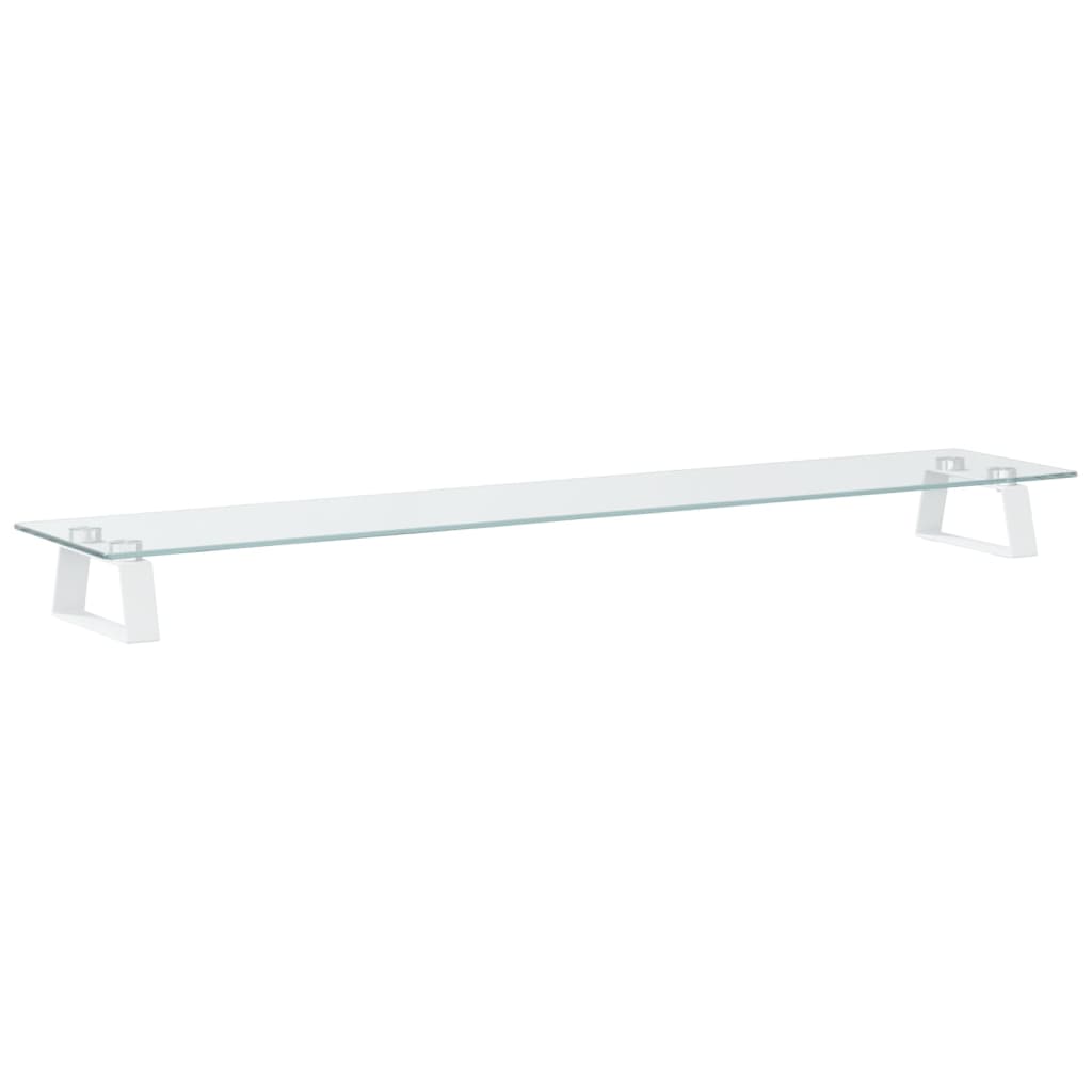 Stalak za monitor bijeli 100x20x8 cm kaljeno staklo i metal