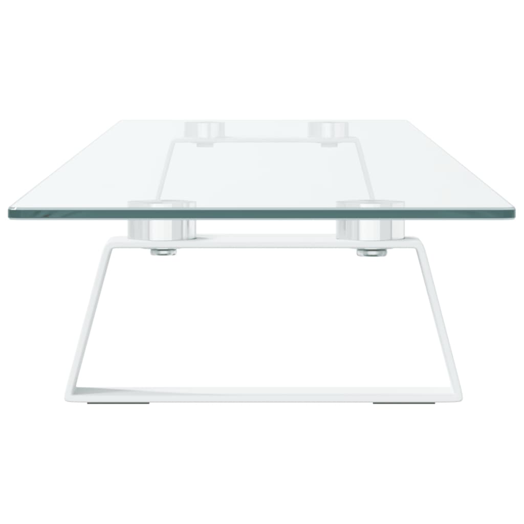 Stalak za monitor bijeli 100x20x8 cm kaljeno staklo i metal