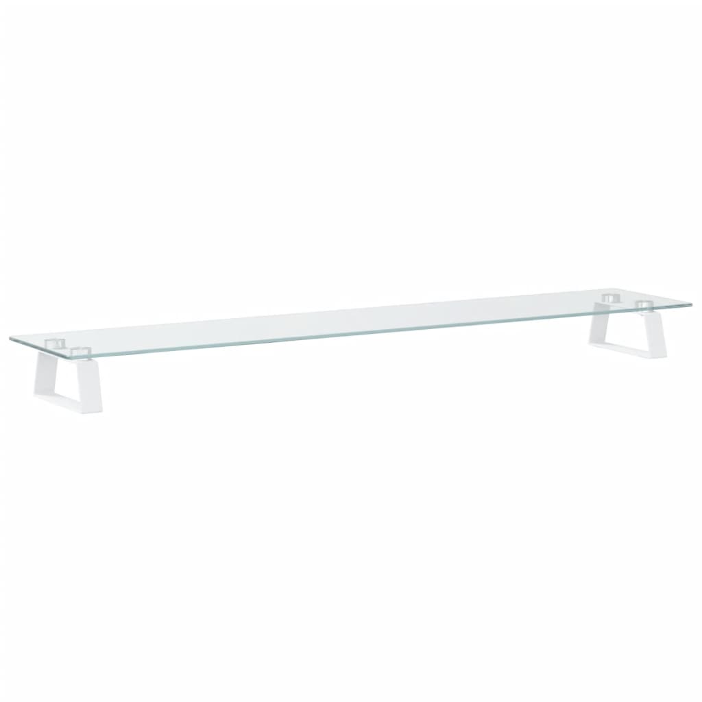 Stalak za monitor bijeli 100x20x8 cm kaljeno staklo i metal