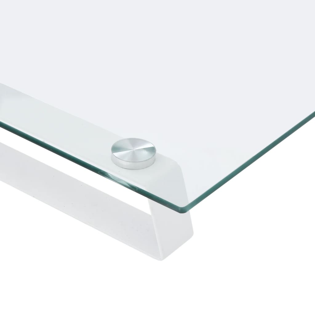 Stalak za monitor bijeli 100x20x8 cm kaljeno staklo i metal