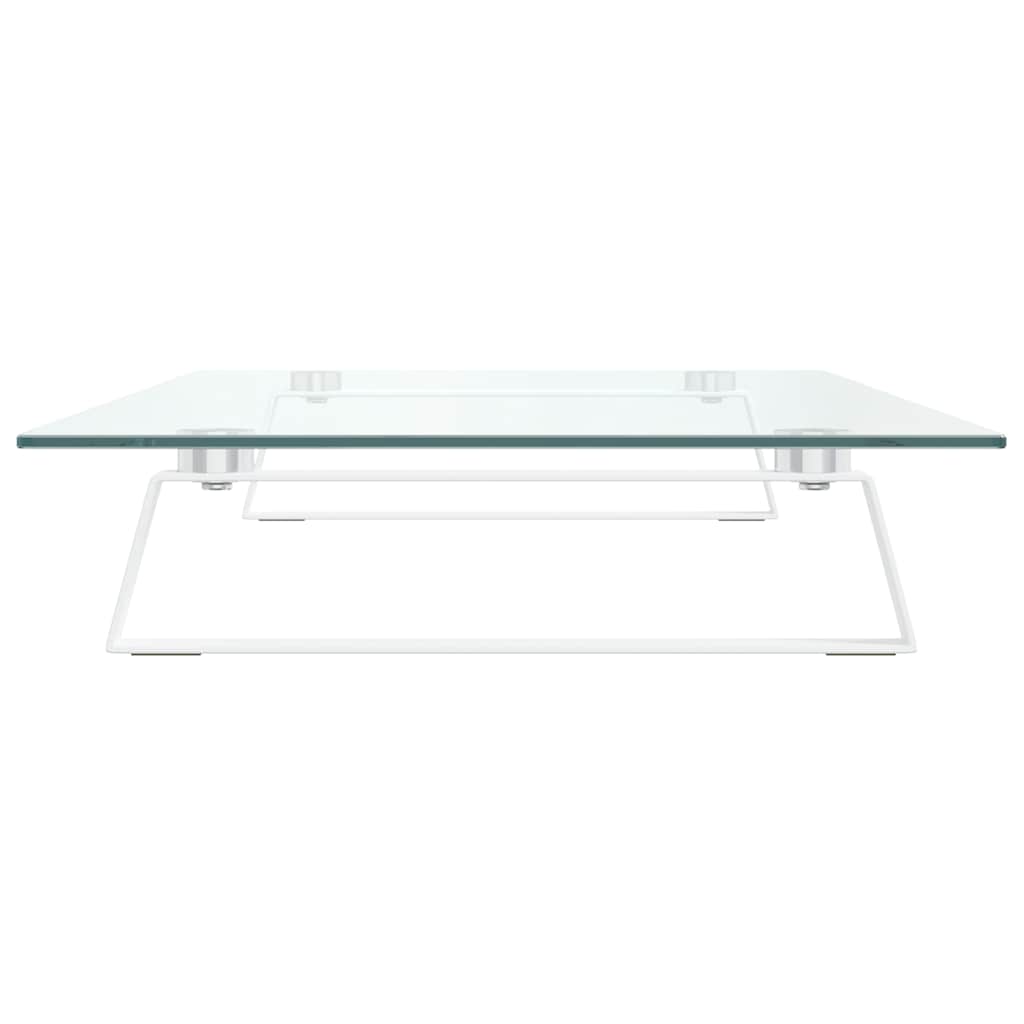 Stalak za monitor bijeli 80x35x8 cm kaljeno staklo i metal