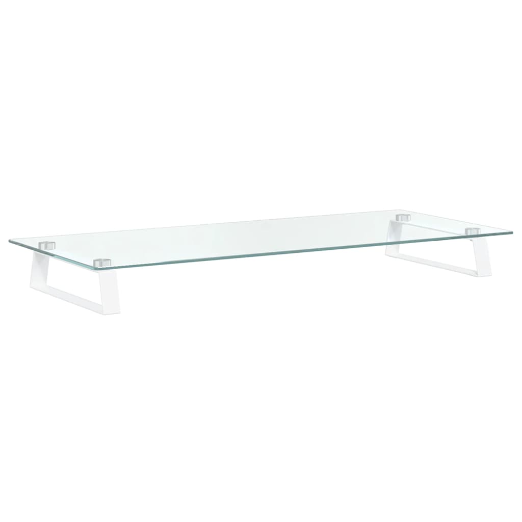 Stalak za monitor bijeli 80x35x8 cm kaljeno staklo i metal