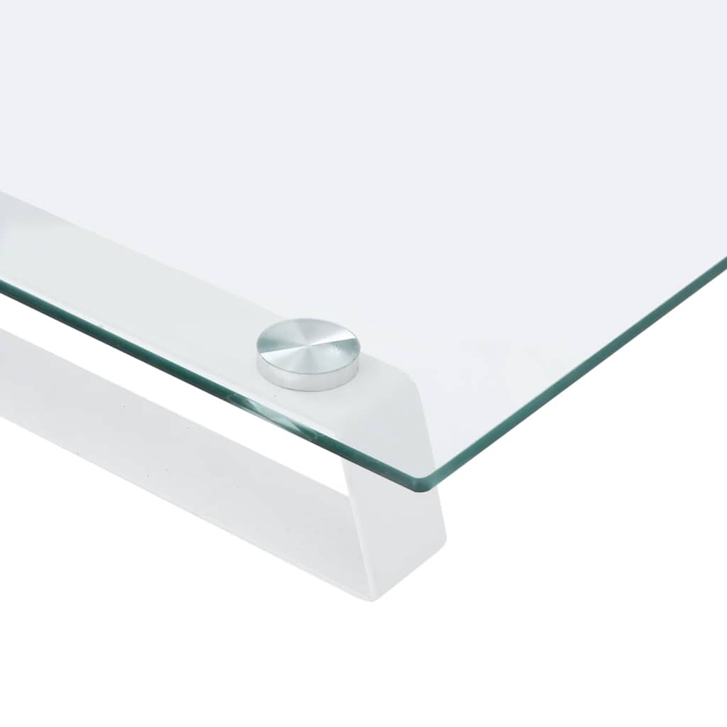 Stalak za monitor bijeli 80x35x8 cm kaljeno staklo i metal