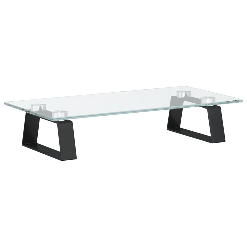 Stalak za monitor crni 40x20x8 cm kaljeno staklo i metal