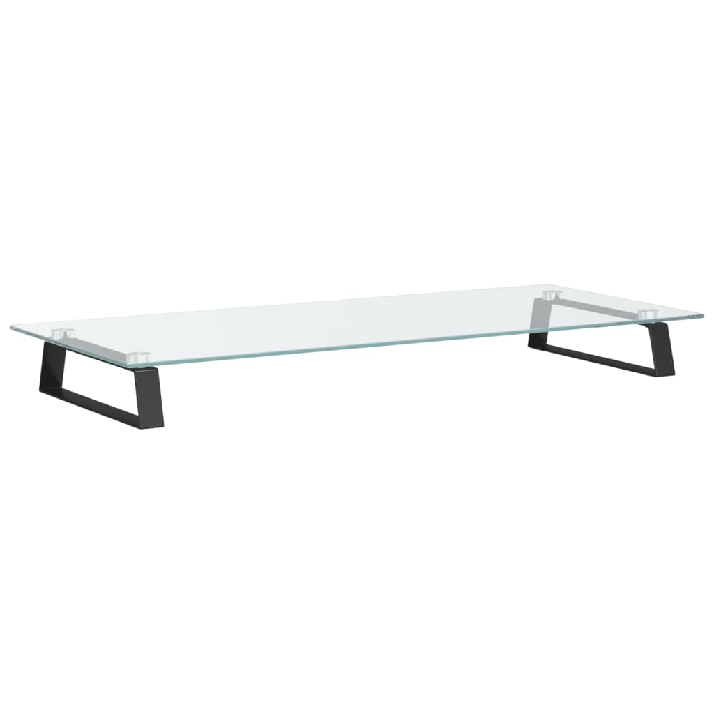 Stalak za monitor crni 80x35x8 cm kaljeno staklo i metal
