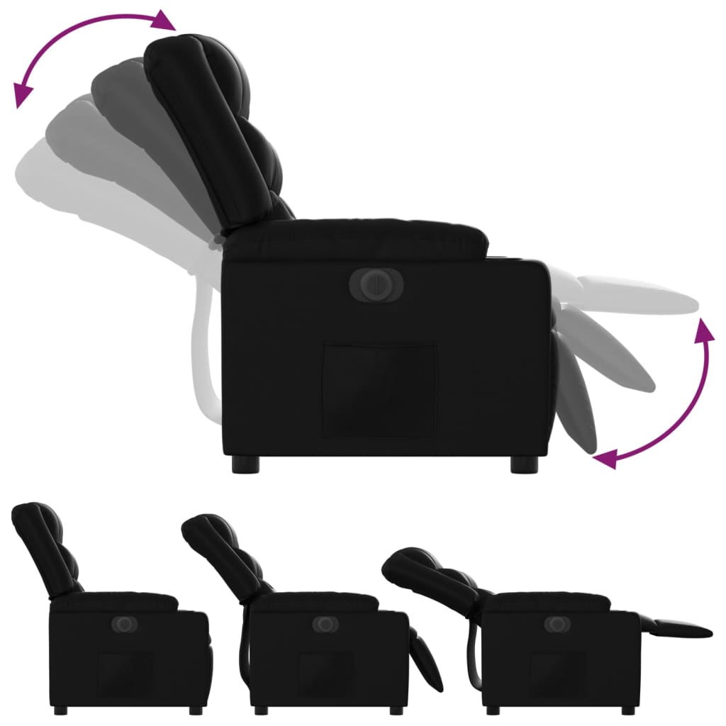 Električni naslonjač od umjetne kože crni