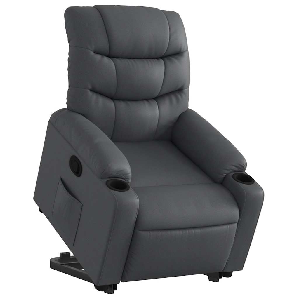 Naslonjač na podizanje od umjetne kože siva