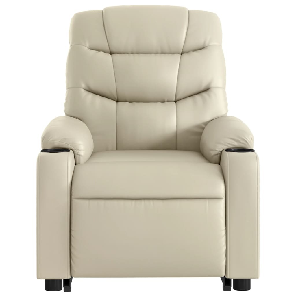 Električni masažni naslonjač na podizanje od umjetne kože krem