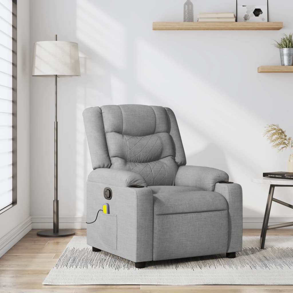 Masažna fotelja za odmor, svijetlo siva tkanina