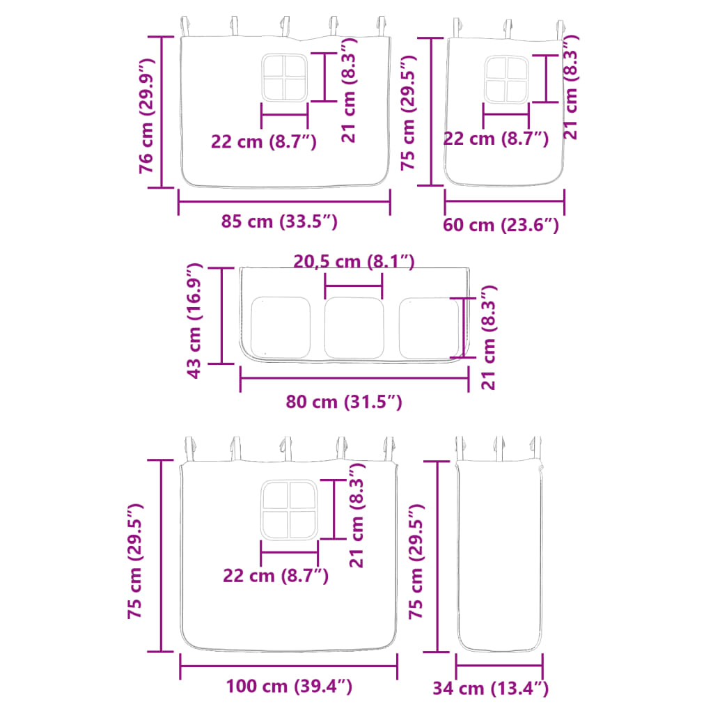 Dječji krevet na kat i zavjese plavi 80 x 200 cm borovina
