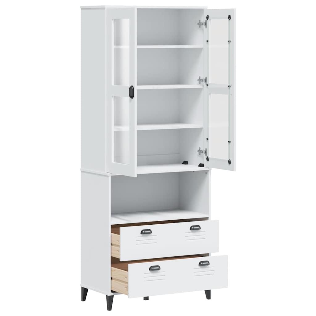 Visoka komoda VIKEN bijela 80 x 40 x 200 cm od masivne borovine