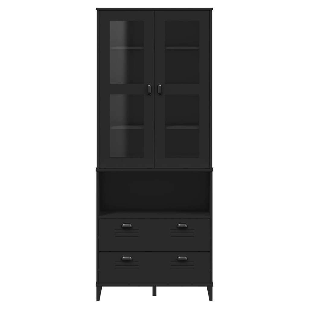 Visoka komoda VIKEN crna 80 x 40 x 200 cm od masivne borovine