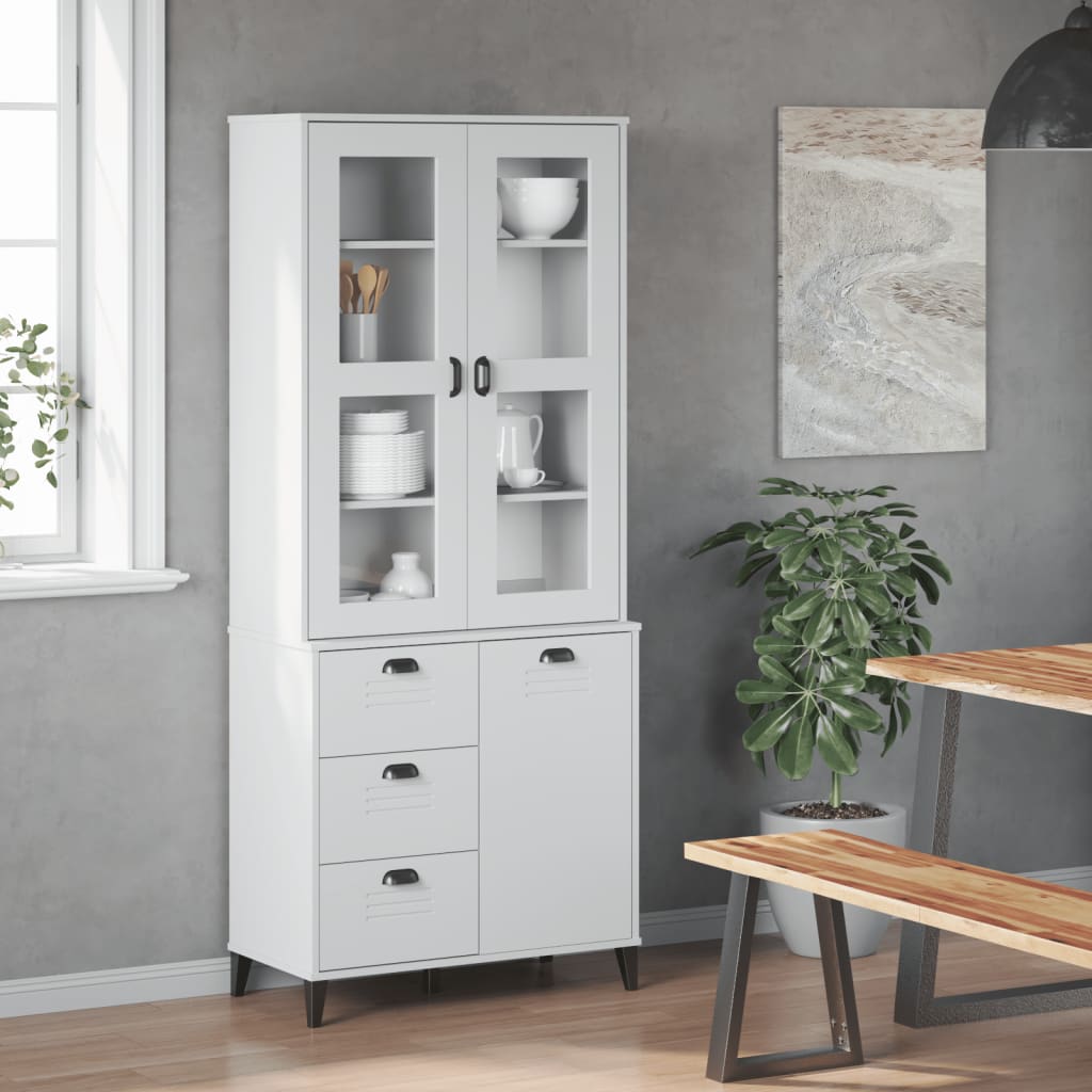 Visoka komoda VIKEN bijela 80 x 40 x 190 cm od masivne borovine