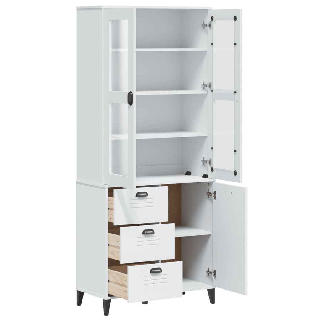 Visoka komoda VIKEN bijela 80 x 40 x 190 cm od masivne borovine