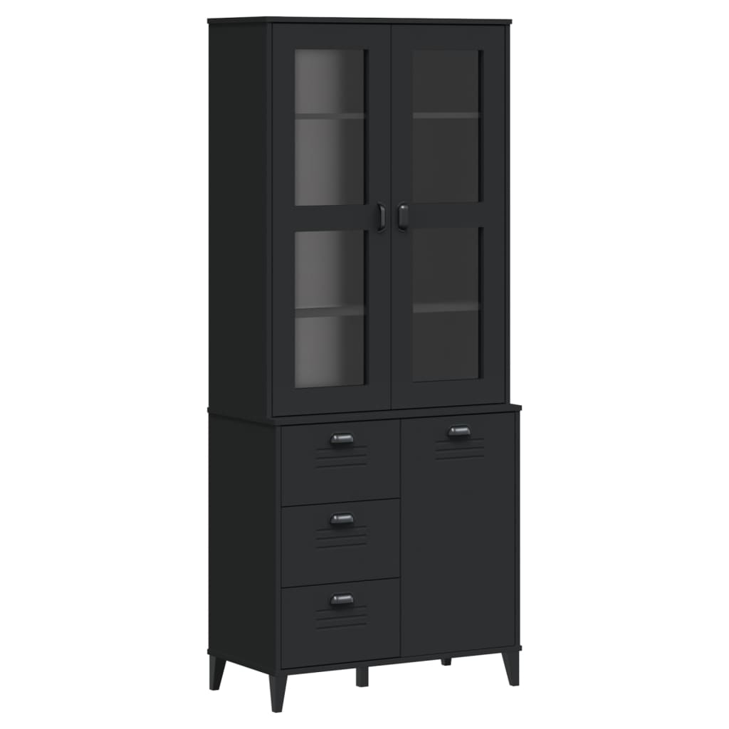 Visoka komoda VIKEN crna 80 x 40 x 190 cm od masivne borovine