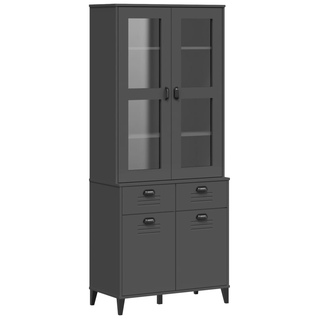 Visoka komoda VIKEN antracit siva 80x40x190 cm masivna borovina