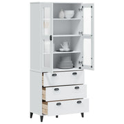 Visoka komoda VIKEN bijela 80 x 40 x 190 cm od masivne borovine