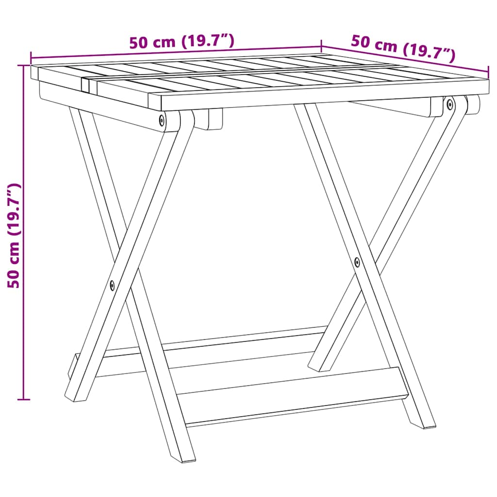 Sklopivi vrtni stol 50 x 50 x 50 cm od masivnog bagremovog drva