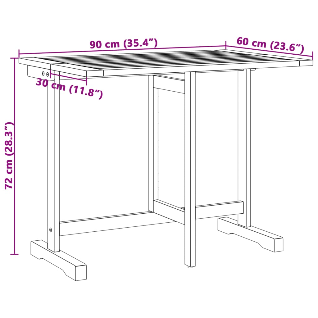 Sklopivi balkonski stol 90x60x72 cm od masivnog bagremovog drva