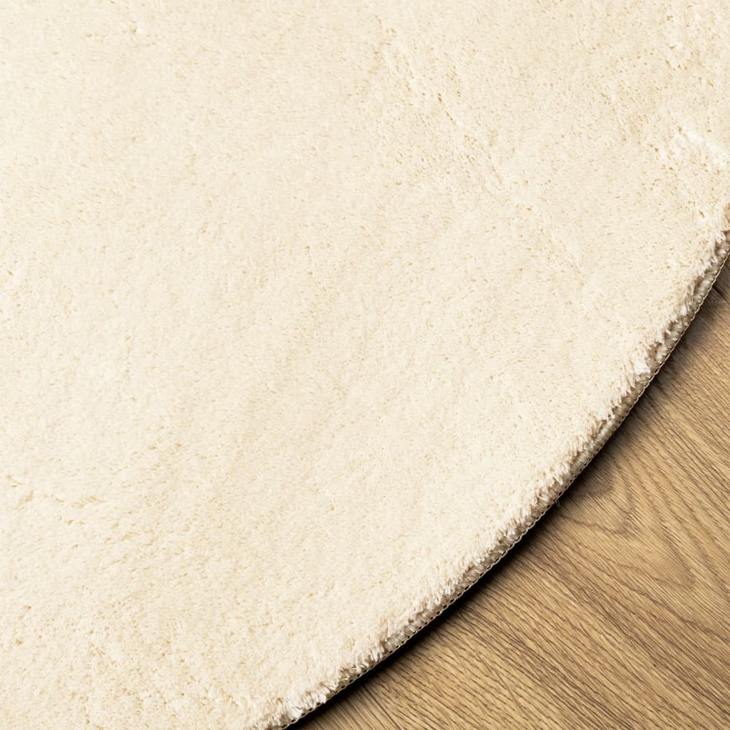 Tepih HUARTE kratkih vlakana mekani i perivi krem Ø 80 cm