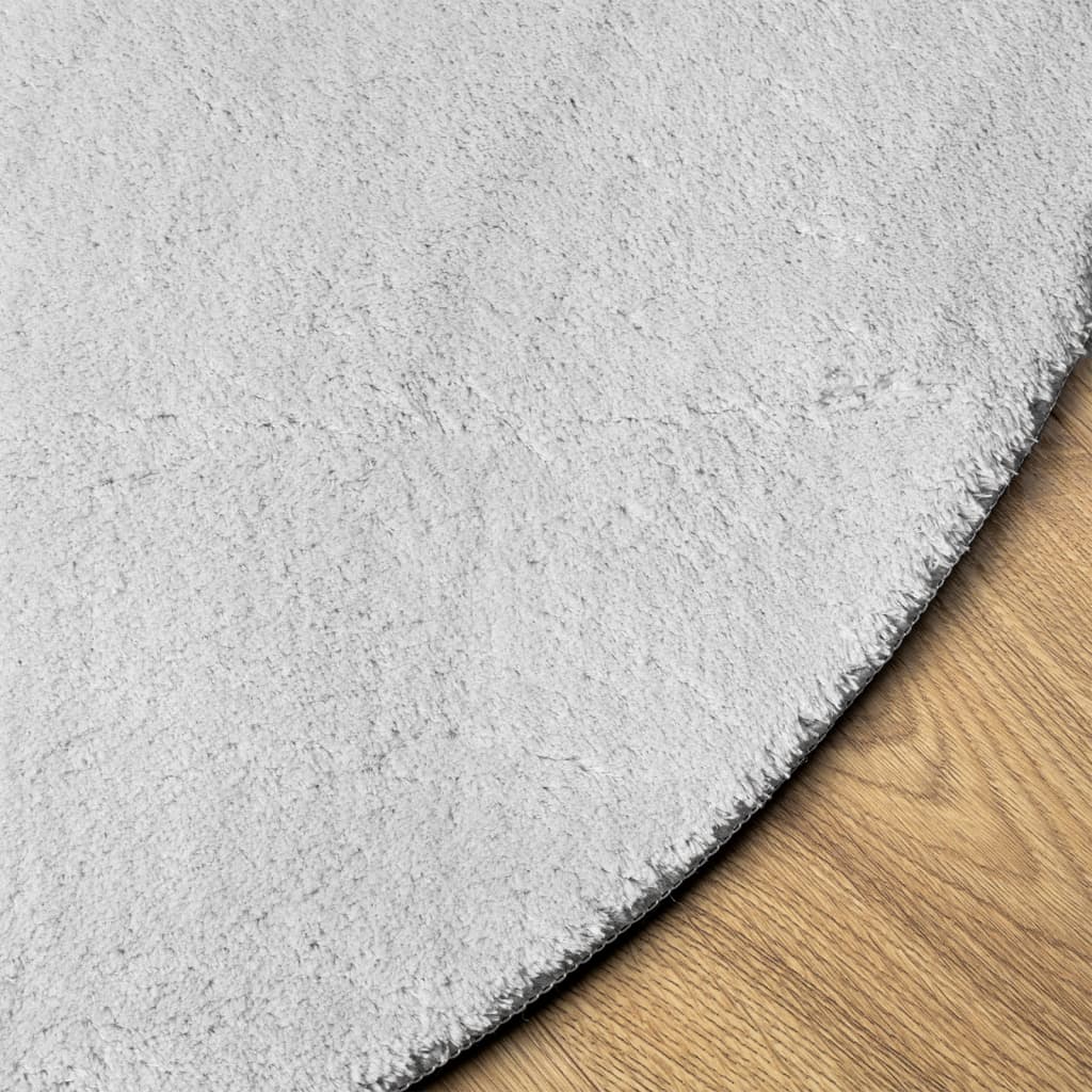 Tepih HUARTE kratkih vlakana mekani i perivi sivi Ø 120 cm
