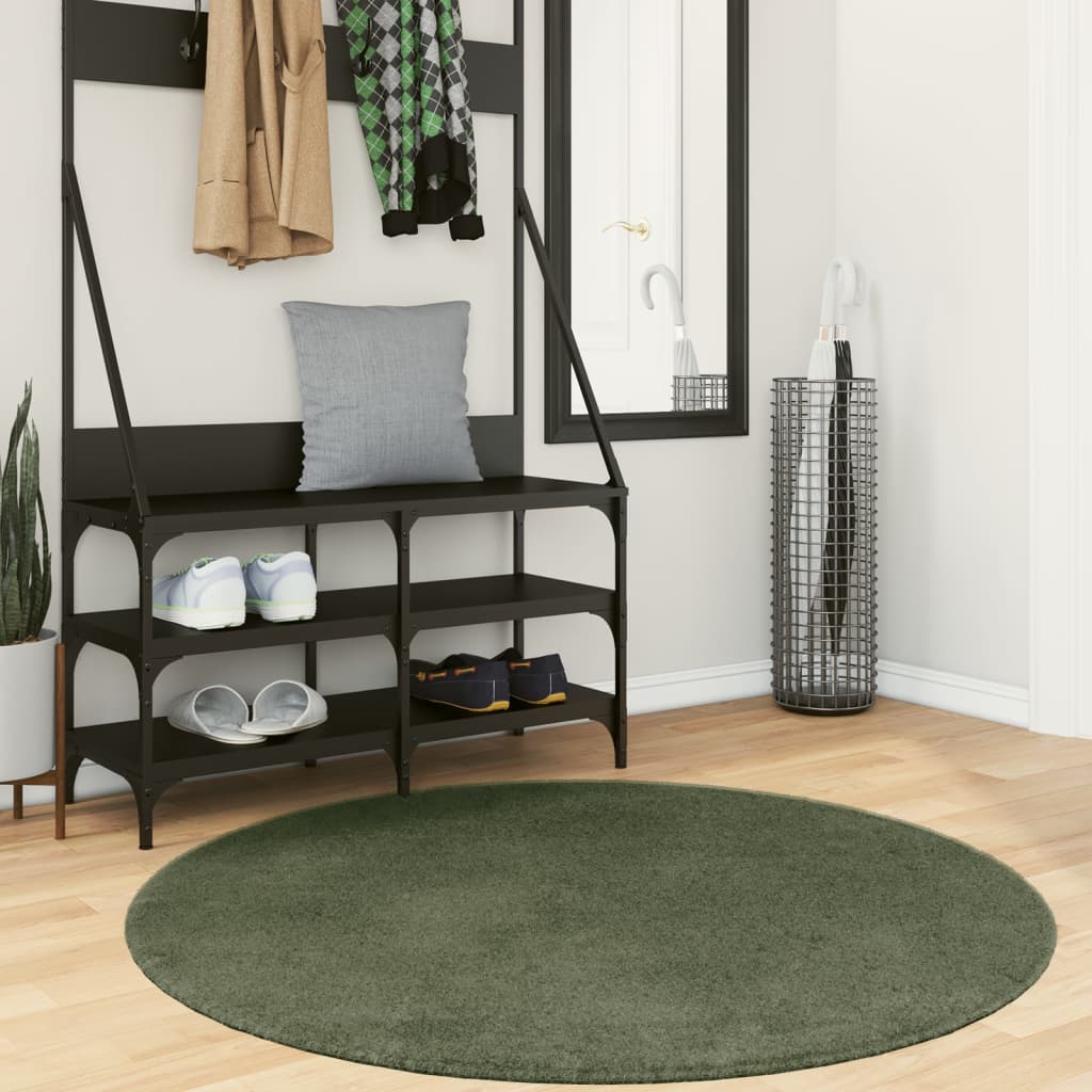 Tepih HUARTE kratkih vlakana mekani i perivi zeleni Ø 120 cm
