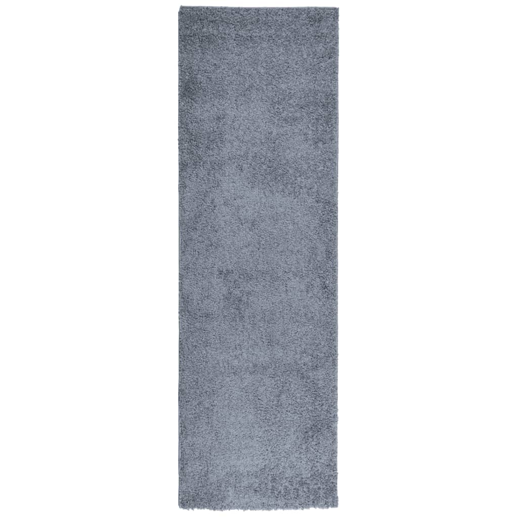 Čupavi tepih PAMPLONA visoka vlakna moderni plavi 80 x 250 cm