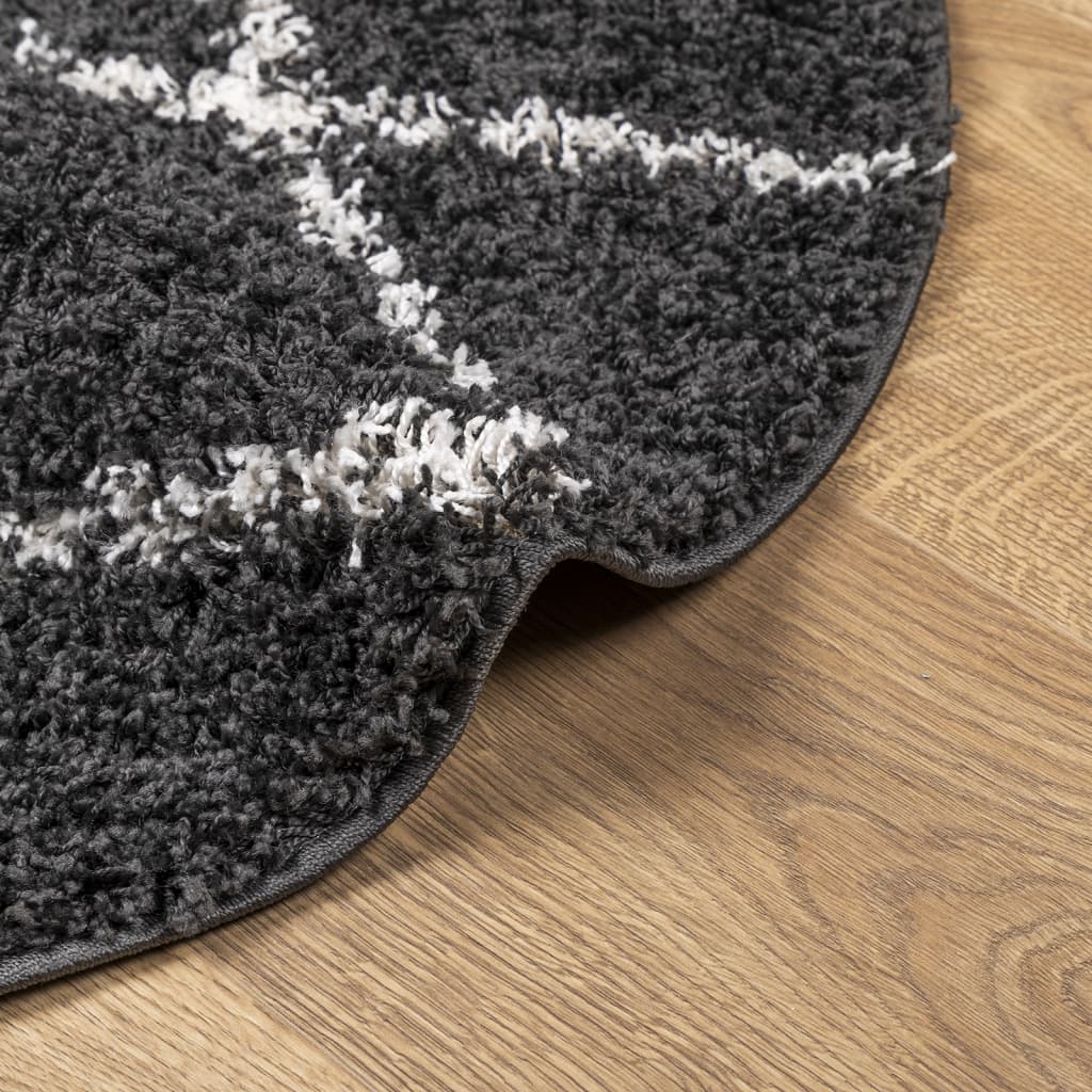 Čupavi tepih PAMPLONA visoka vlakna moderni crni-krem Ø 280 cm