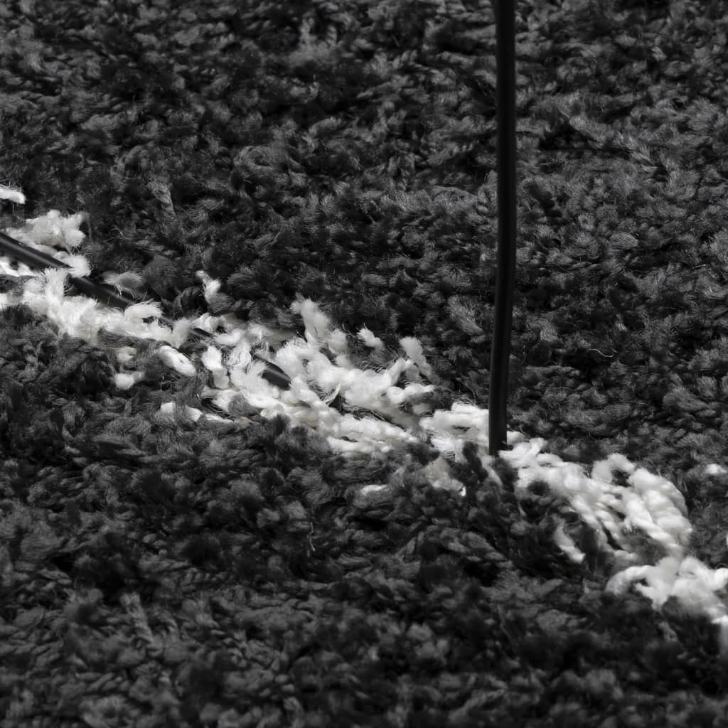 Čupavi tepih PAMPLONA visoka vlakna moderni crni-krem Ø 280 cm