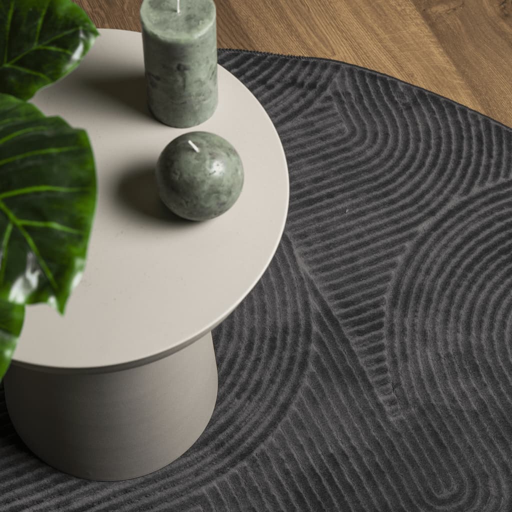 Tepih IZA kratka vlakna skandinavski izgled antracit Ø 80 cm