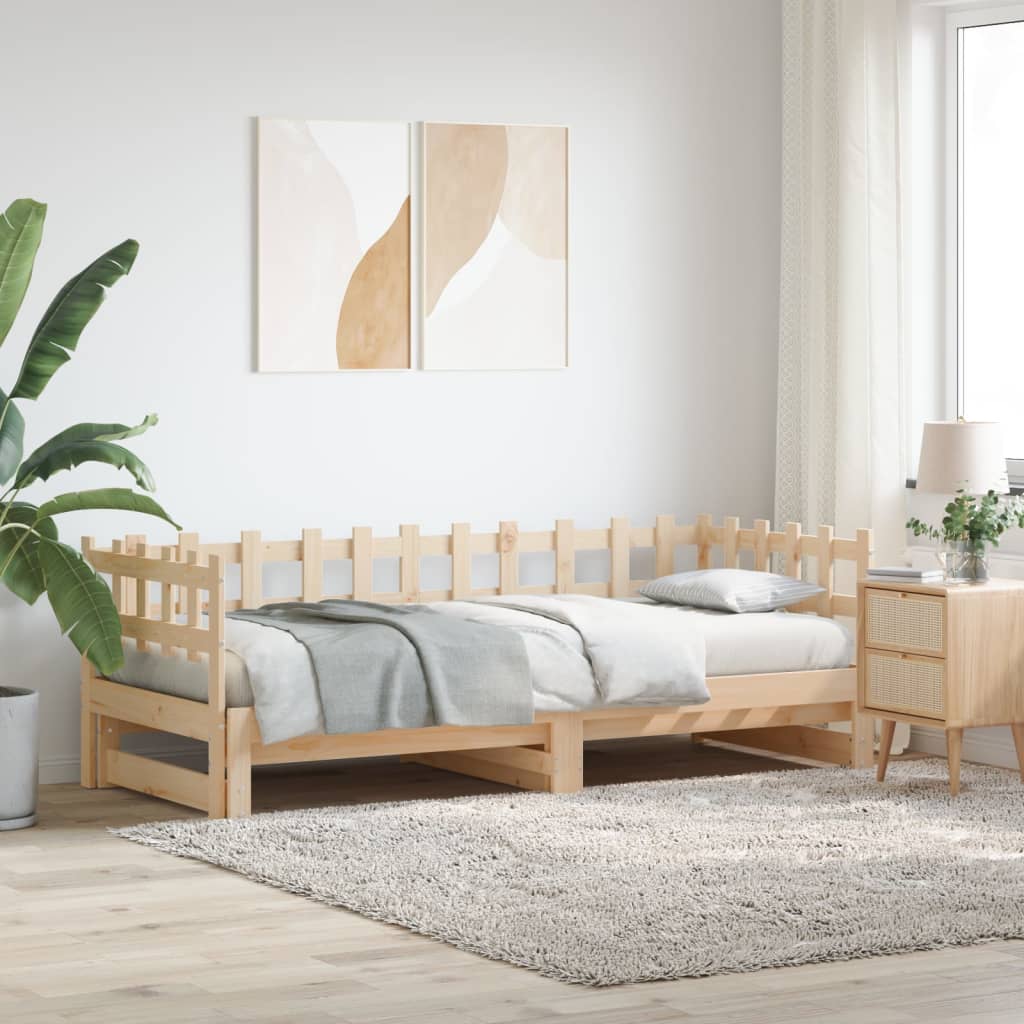 Dnevni ležaj na izvlačenje 2x (80 x 200) cm od masivne borovine
