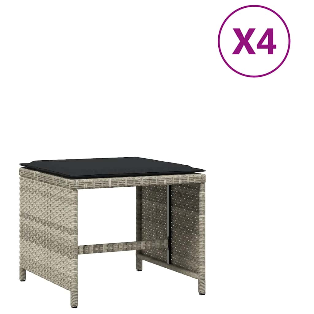 Vrtni taburei s jastucima 4 kom 41x41x36 cm od poliratana