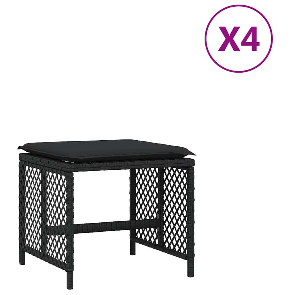 Vrtni stolci s jastucima 4 kom crni 41x41x36 cm od poliratana