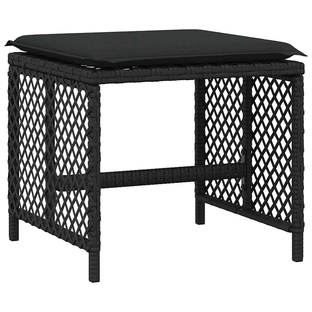 Vrtni stolci s jastucima 4 kom crni 41x41x36 cm od poliratana