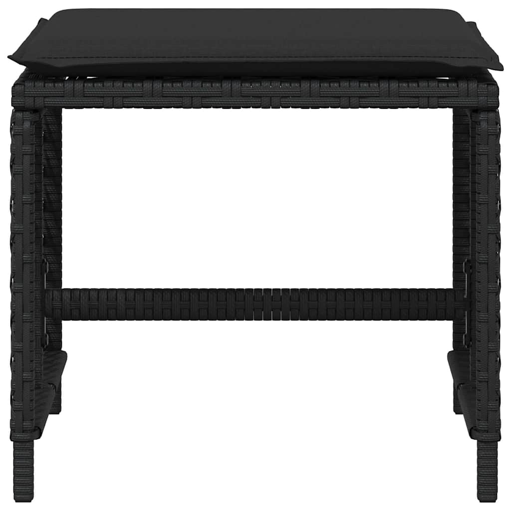 Vrtni stolci s jastucima 4 kom crni 41x41x36 cm od poliratana