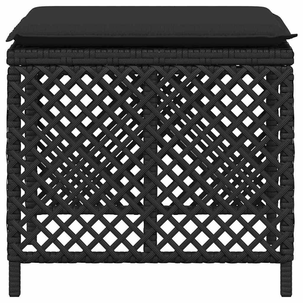 Vrtni stolci s jastucima 4 kom crni 41x41x36 cm od poliratana