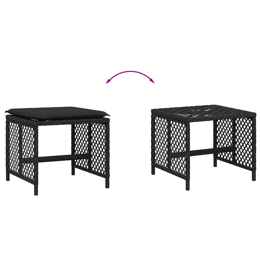 Vrtni stolci s jastucima 4 kom crni 41x41x36 cm od poliratana