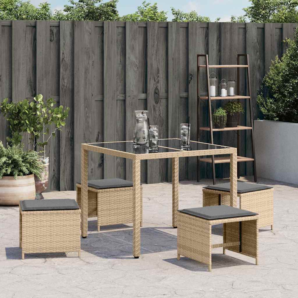 Vrtni taburei s jastucima 4 kom 41x41x36 cm od poliratana