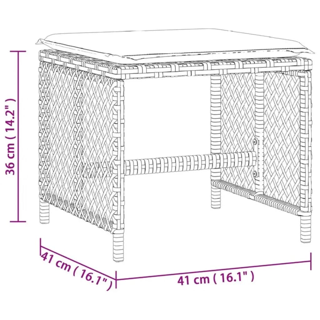 Vrtni taburei s jastucima 4 kom 41x41x36 cm od poliratana